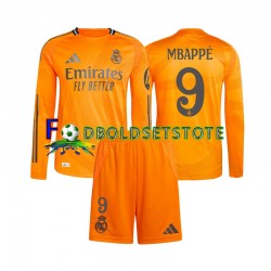 Real Madrid Trøje Mbappé Kylian 9 Udebane 2024-2025 Lange ærmer ,Børn Fodboldsæt
