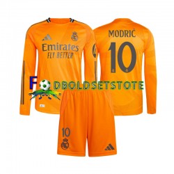 Real Madrid Trøje Modrić Luka 10 Udebane 2024-2025 Lange ærmer ,Børn Fodboldsæt