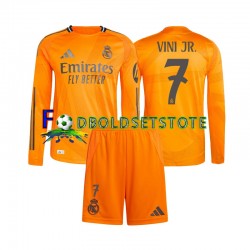 Real Madrid Trøje Vinicius Junior 7 Udebane 2024-2025 Lange ærmer ,Børn Fodboldsæt