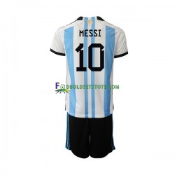 Argentina Trøje Messi 10 Hjemmebane World Cup 2022 Kort ærmer ,Børn Fodboldsæt