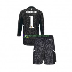 Belgien Trøje Courtois 1 Målmand Hjemmebane World Cup 2022 Lange ærmer ,Børn Fodboldsæt