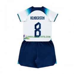 England Trøje Henderson 8 Hjemmebane World Cup 2022 Kort ærmer ,Børn Fodboldsæt