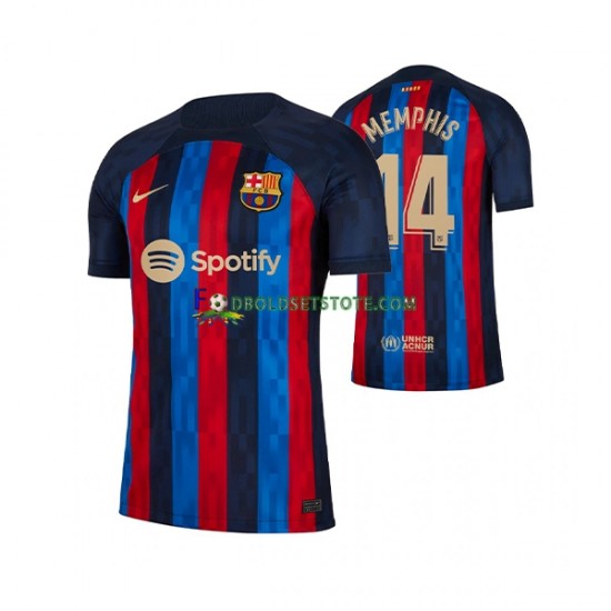 2022-2023 FC Barcelona Trøje Memphis Depay 14 Hjemmebane Kort ærmer ,Mænd