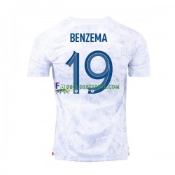 Frankrig Trøje Benzema 19 Udebane World Cup 2022 Kort ærmer ,Mænd