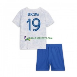 Frankrig Trøje Benzema 19 Udebane World Cup 2022 Kort ærmer ,Børn Fodboldsæt