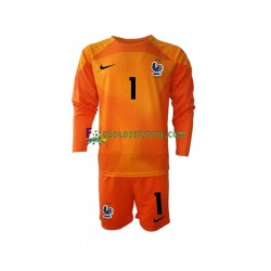 Frankrig Trøje Hugo Lloris 1 Målmand Udebane World Cup 2022 Lange ærmer ,Børn Fodboldsæt