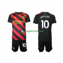 2022-2023 Manchester City Trøje Grealish 10 Udebane Kort ærmer ,Børn Fodboldsæt