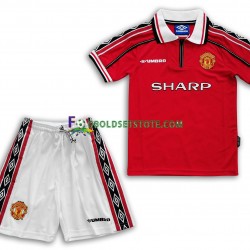Manchester United Trøje Retro Hjemmebane 1998-1999 Kort ærmer ,Børn Fodboldsæt