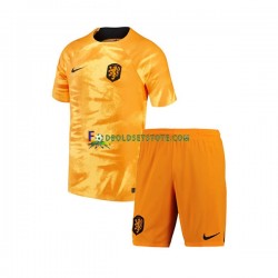 Holland Trøje Hjemmebane World Cup 2022 Kort ærmer ,Børn Fodboldsæt