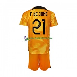 Holland Trøje Frenkie de Jong 21 Hjemmebane World Cup 2022 Kort ærmer ,Børn Fodboldsæt