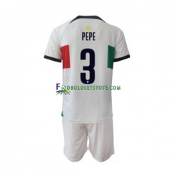 Portugal Trøje PEPE 3 Udebane World Cup 2022 Kort ærmer ,Børn Fodboldsæt
