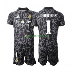 2022-2023 Real Madrid Trøje Courtois 1 Målmand Udebane Kort ærmer ,Børn Fodboldsæt