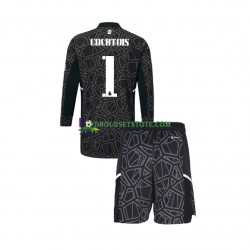 2022-2023 Real Madrid Trøje Courtois 1 Målmand 3. Valg Lange ærmer ,Børn Fodboldsæt