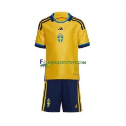 Sverige Trøje Hjemmebane 2022 Kort ærmer ,Børn Fodboldsæt